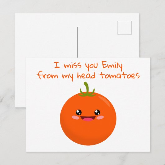 Ik hou van je van mijn hoofd Tomaten Funny Pun Briefkaart (Voorkant / Achterkant)