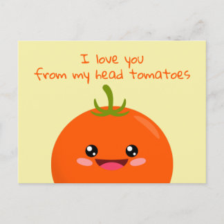 Ik hou van je van mijn hoofd Tomaten Funny Pun Pos Briefkaart