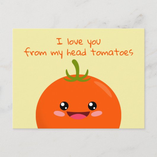 Ik hou van je van mijn hoofd Tomaten Funny Pun Pos Briefkaart (Voorkant)