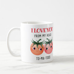 Ik hou van je van top tot teen, schattige tomaten koffiemok