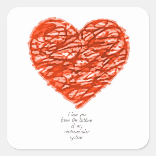 Ik hou van je vanaf de bodem van het cardiovascula vierkante sticker (Voorkant)