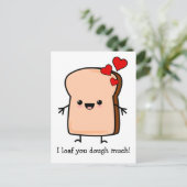 Ik hou van je, veel toast brood briefkaart (Staand voorkant)