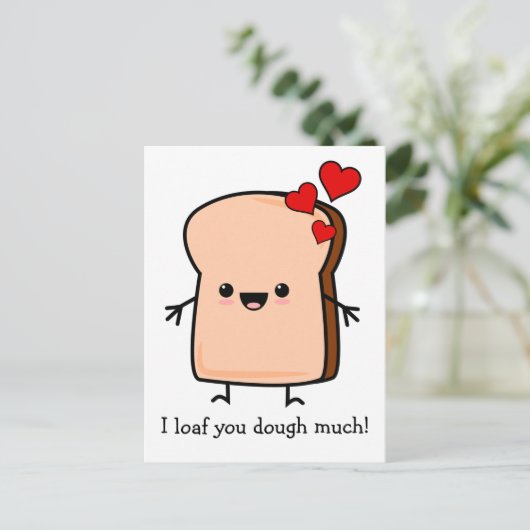 Ik hou van je, veel toast brood briefkaart (Staand voorkant)