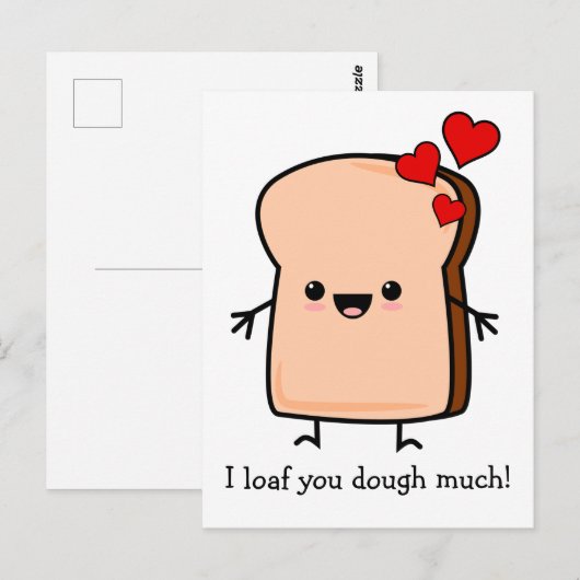 Ik hou van je, veel toast brood briefkaart (Voorkant / Achterkant)