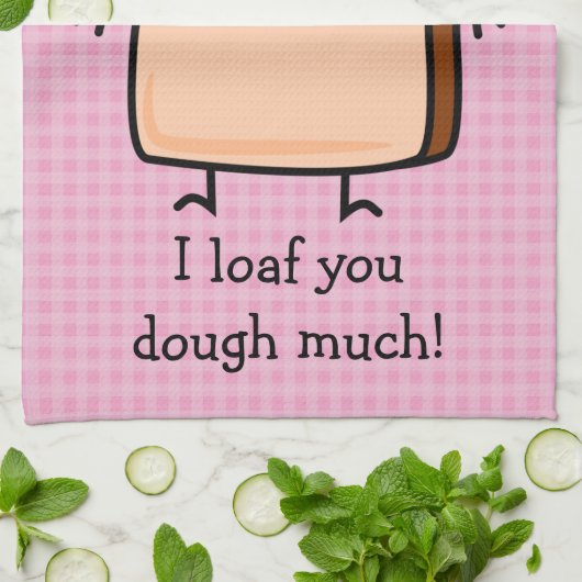 Ik hou van je, veel toast brood theedoek (Gevouwen)