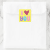 Ik hou van je. vierkante sticker (Tas)