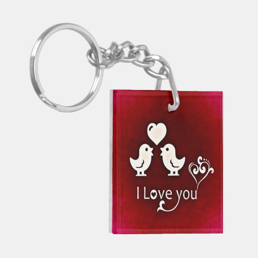 Ik hou van je vogels Acrylische Sleutelhanger (Voorkant Links)