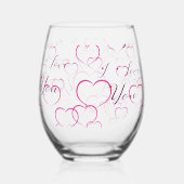 Ik hou van je, vol harten wijnglas zonder voet (Voorkant)