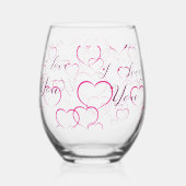 Ik hou van je, vol harten wijnglas zonder voet (Achterkant)