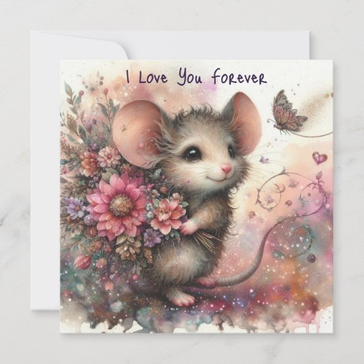 Ik hou van je voor altijd bloemenboeket Valentijn Feestdagenkaart (Voorkant)