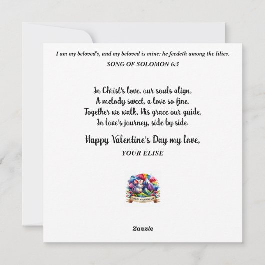 Ik hou van je voor altijd bloemenboeket Valentijn Feestdagenkaart (Achterkant)