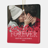 Ik hou van je voor eeuwig fotokerstfeest keramisch ornament (Links)