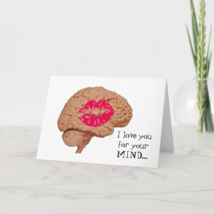 Ik hou van je voor je geest-brein met kus. kaart
