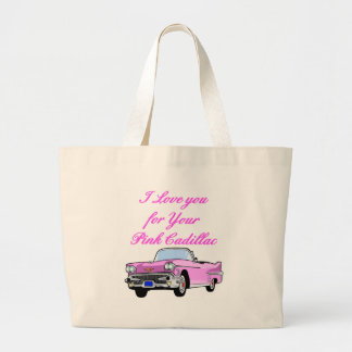 Ik hou van je voor je roze Cadillac Vintage 50 Grote Tote Bag