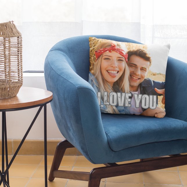 Ik hou van je vriendje cadeau foto kussen (I Love You Boyfriend Gift Photo Throw Pillow)