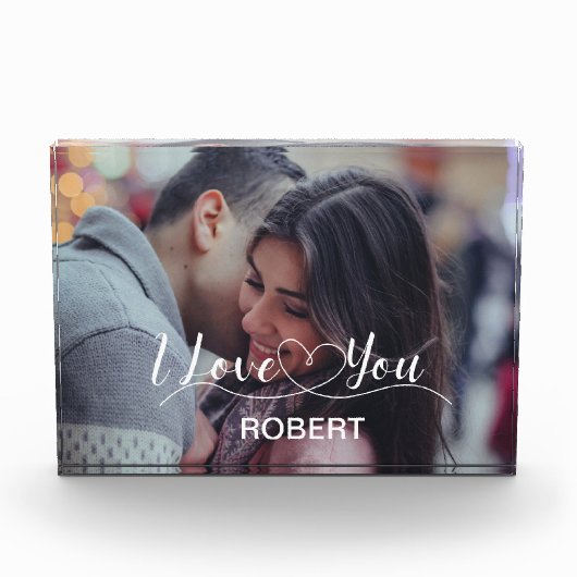 Ik hou van je w / aangepaste tekst fotoblokken (Voorkant)