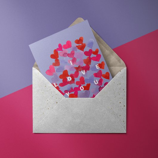 Ik hou van je waterverf harten Briefkaart