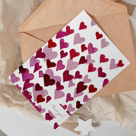 Ik hou van je waterverf harten Valentijnsdag kaart