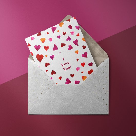 Ik hou van je waterverf harten Valentijnsdag Kaart