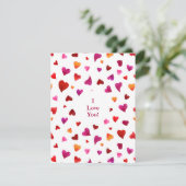 Ik hou van je waterverf harten Valentijnsdag Kaart (Staand voorkant)