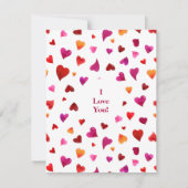 Ik hou van je waterverf harten Valentijnsdag Kaart (Voorkant)