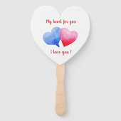 Ik hou van je waterverf rode en blauwe Valentijnsd Handwaaier (Achterkant)