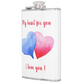 Ik hou van je waterverf rood en blauw hart heupfles (Links)