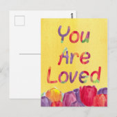 Ik hou van je Waterverf-Tulpen Briefkaart (Voorkant / Achterkant)