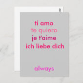 Ik hou van je, welke taal je ook spreekt briefkaart (Voorkant / Achterkant)