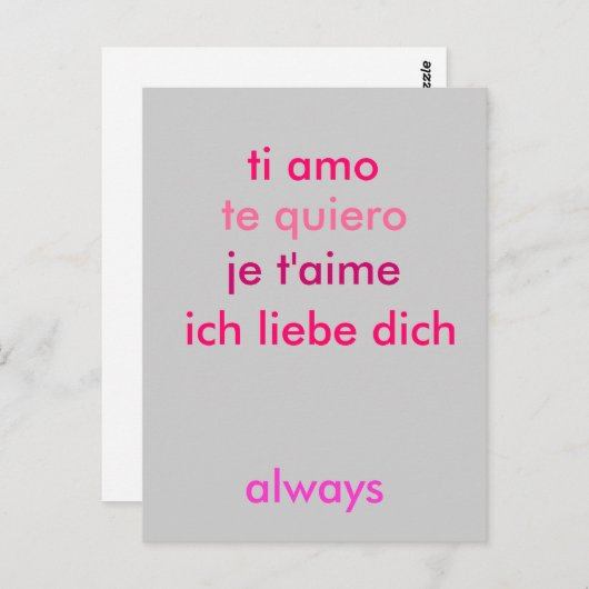 Ik hou van je, welke taal je ook spreekt briefkaart (Voorkant / Achterkant)