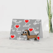 Ik hou van je Wenskaart met Cartoon Dachshund Kaart (Voorkant)