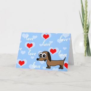 Ik hou van je Wenskaart met Cartoon Dachshund Kaart