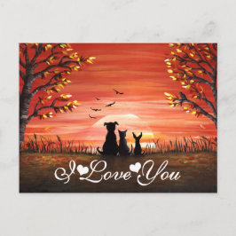 Ik hou van je Whimsical Autumn Sunset Briefkaart