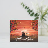 Ik hou van je Whimsical Autumn Sunset Briefkaart (Staand voorkant)
