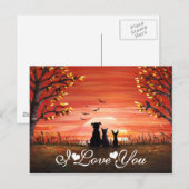Ik hou van je Whimsical Autumn Sunset Briefkaart (Voorkant / Achterkant)
