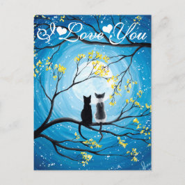Ik hou van je Whimsical Moon met katten Briefkaart