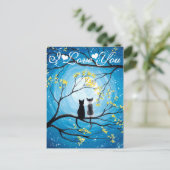 Ik hou van je Whimsical Moon met katten Briefkaart (Staand voorkant)