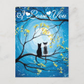 Ik hou van je Whimsical Moon met katten Briefkaart (Voorkant)