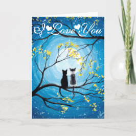 Ik hou van je Whimsical Moon met katten Kaart