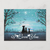 Ik hou van je Whimsical Winter Sunset Briefkaart (Voorkant)
