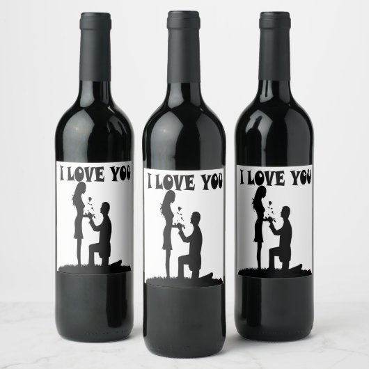 Ik hou van je wijn etiket (Flessen)