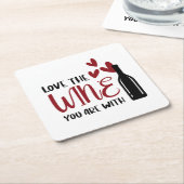 Ik hou van je wijn met grappigheid kartonnen onderzetters (Schuin)