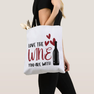 Ik hou van je wijn met grappigheid tote bag