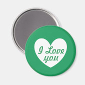 "Ik hou van je" Witte hart op Kelly green Magneet (Voorkant / Achterkant)