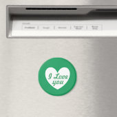 "Ik hou van je" Witte hart op Kelly green Magneet (Insitu (Vaatwasser))