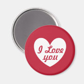 "Ik hou van je" Witte hart op rood Magneet (Voorkant / Achterkant)