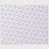 Ik hou van je witte Paarse Heart Patrografie Cadeaupapier (Vlak)