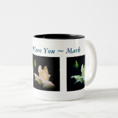 Ik hou van je witte rosebud, gepersonaliseerd tweekleurige koffiemok (Voorkant rechts)