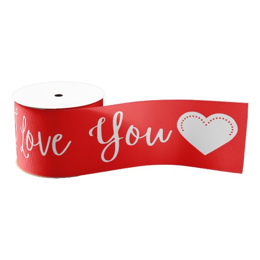 Ik hou van je witte Valentijnse kruidenlint Grosgrain Lint (Spoel)