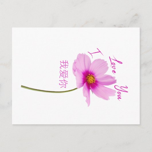 Ik hou van je (Wo Ai Ni) in het Chinees Briefkaart (Voorkant)